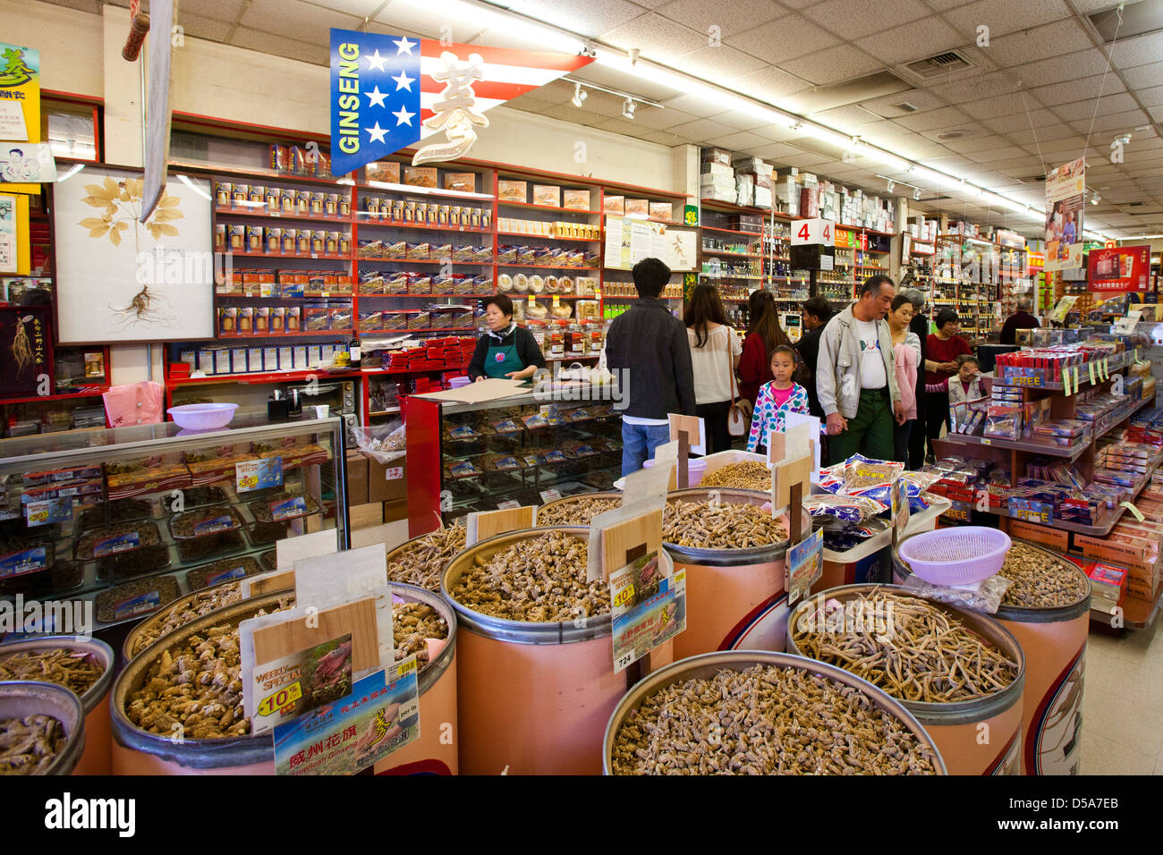 Chinese market and herbs. Chinatown, downtown Los Angeles, California