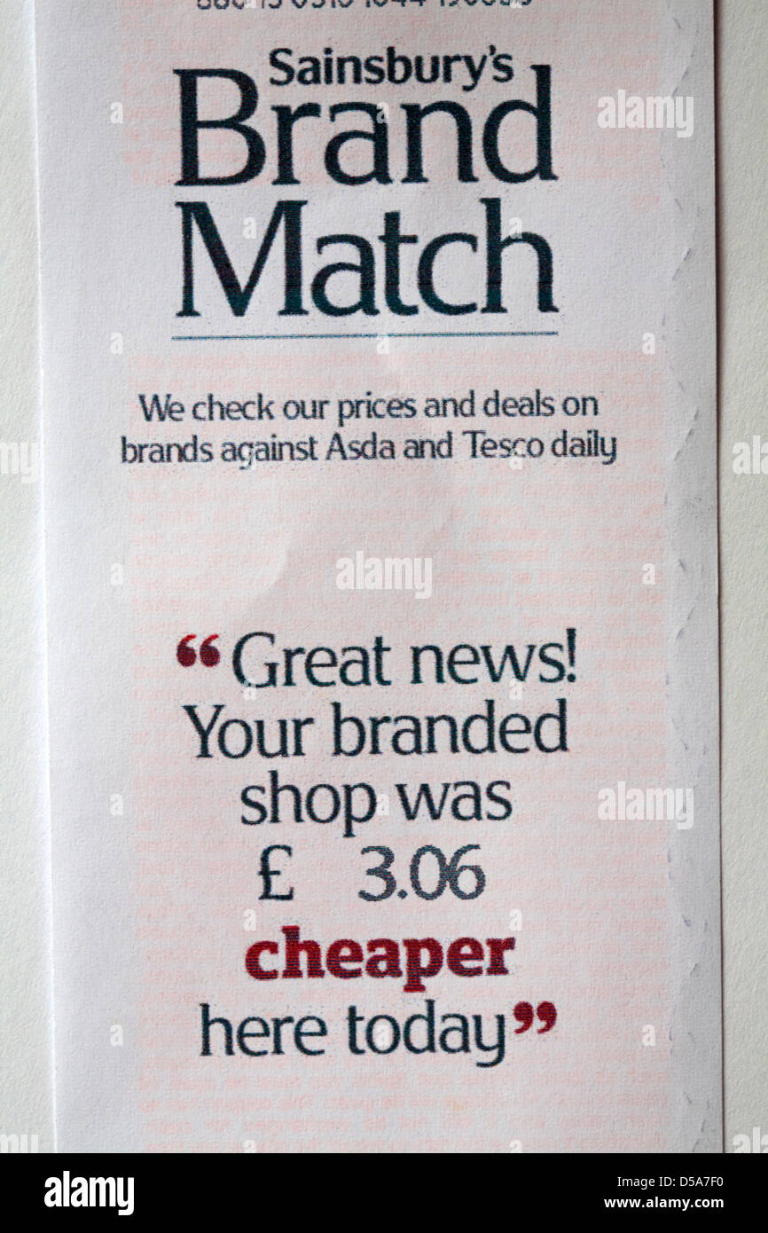 Sainsbury's Brand Match showing how much was saved from comparing
