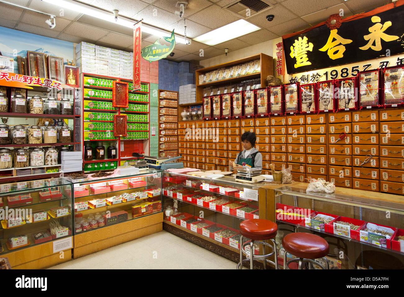 Chinese market and herbs. Chinatown, downtown Los Angeles, California