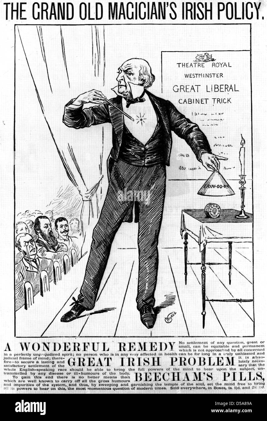 IRISH HOME RULE Cartoon from Illustrated London News 24 April 1886 two weeks after introduction of his first Home Rule Bill Stock Photo