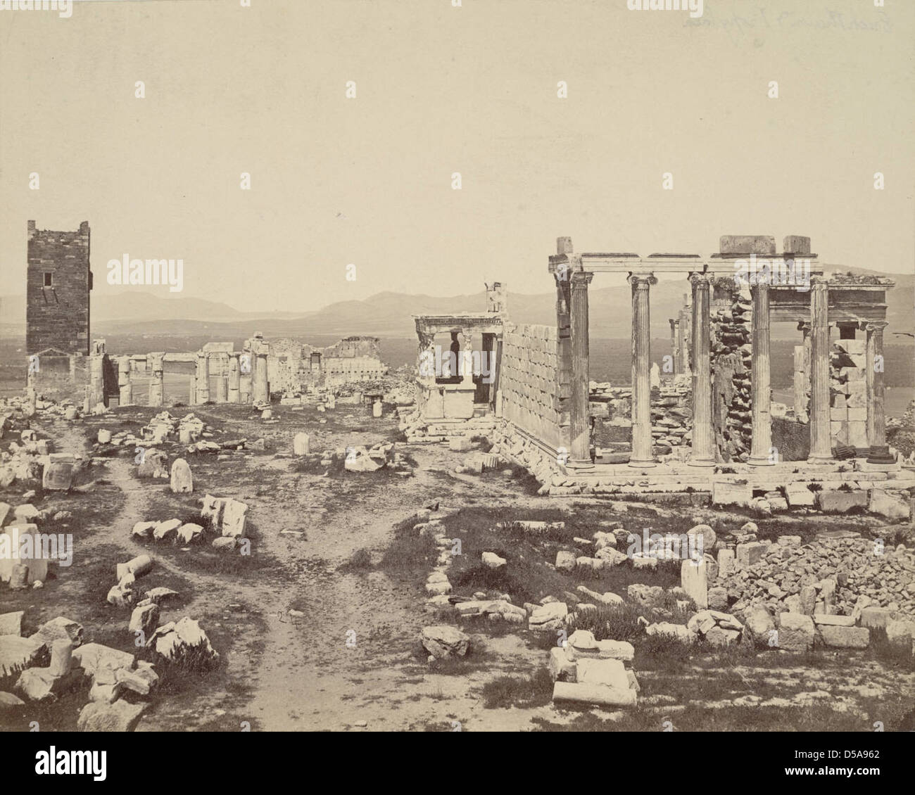 Acropolis, Propylaea and Erechtheum Stock Photo