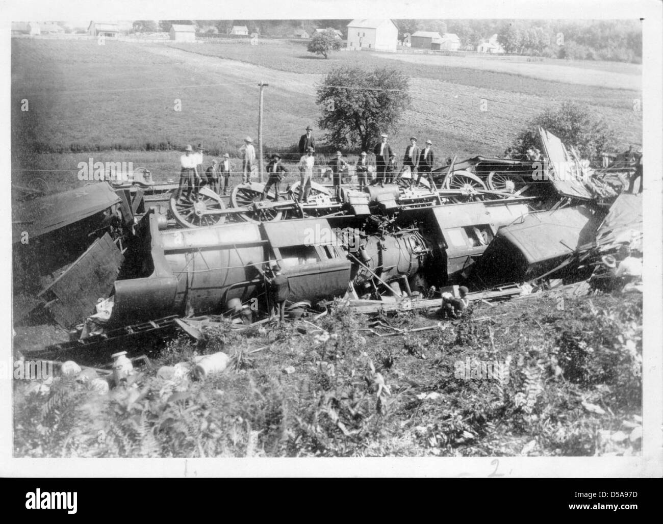 "Cornfield Meet" Overturned O&W Loco Stock Photo Alamy