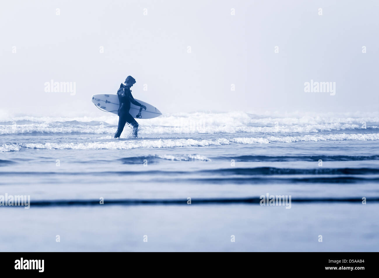 Surfer on Long Beach, Pacific Rim National Park, Vancouver Island, British Columbia, Canada Stock Photo