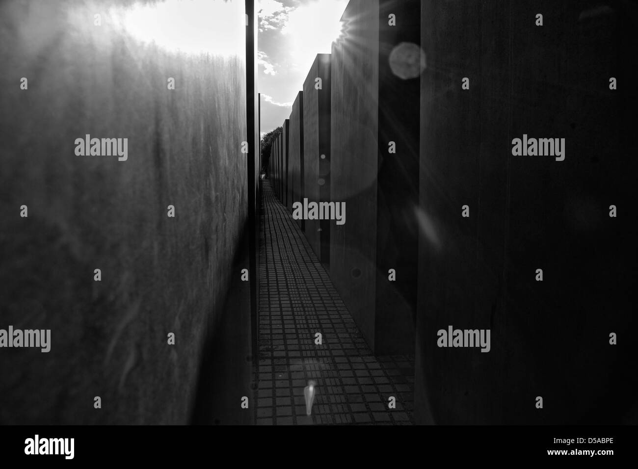 Memorial to the murdered Jews or Europe in Berlin, Germany. Black and ...