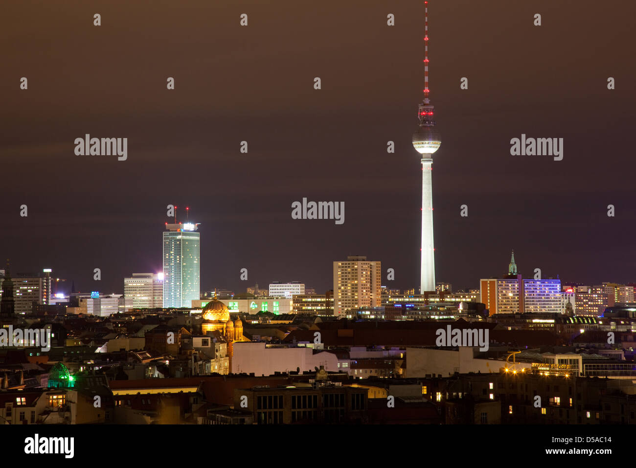Berlin, Germany, the skyline of Berlin at night Stock Photo - Alamy