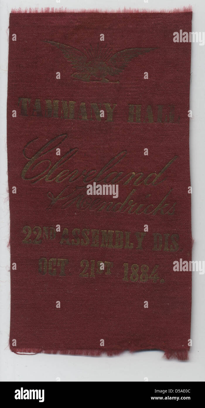 A political campaign ribbon from the 1884 Cleveland-Hendricks election ...