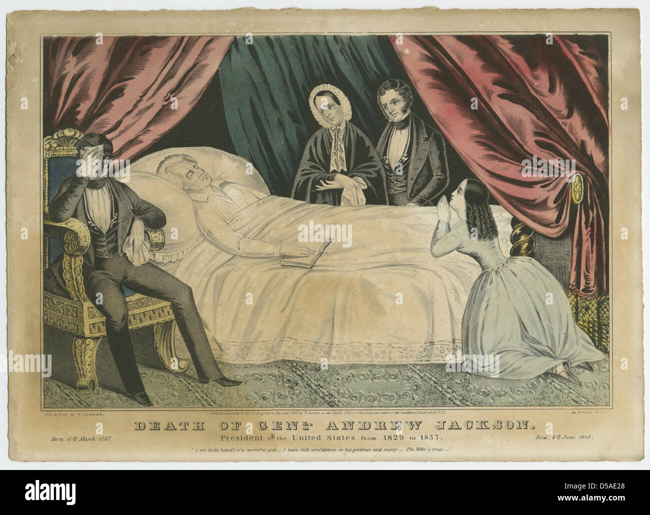 A commemorative print depicting the mourning period following the death ...
