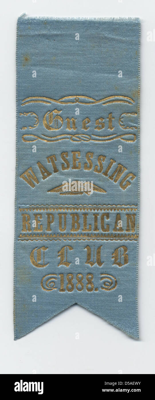 A promotional ribbon from the Watsessing Republican Club in Bloomfield ...