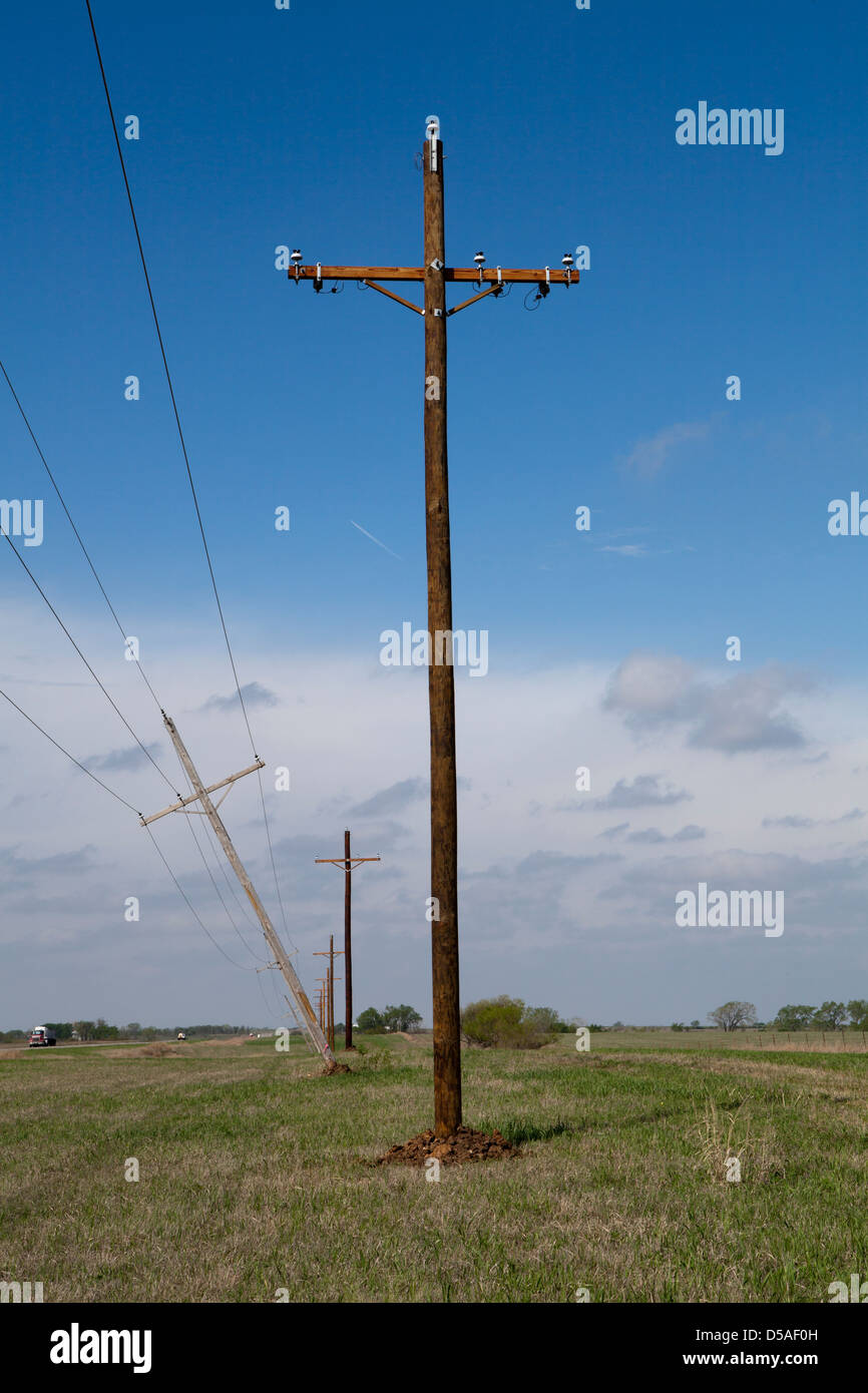 Some poles on  a field, Missouri, USA Stock Photo