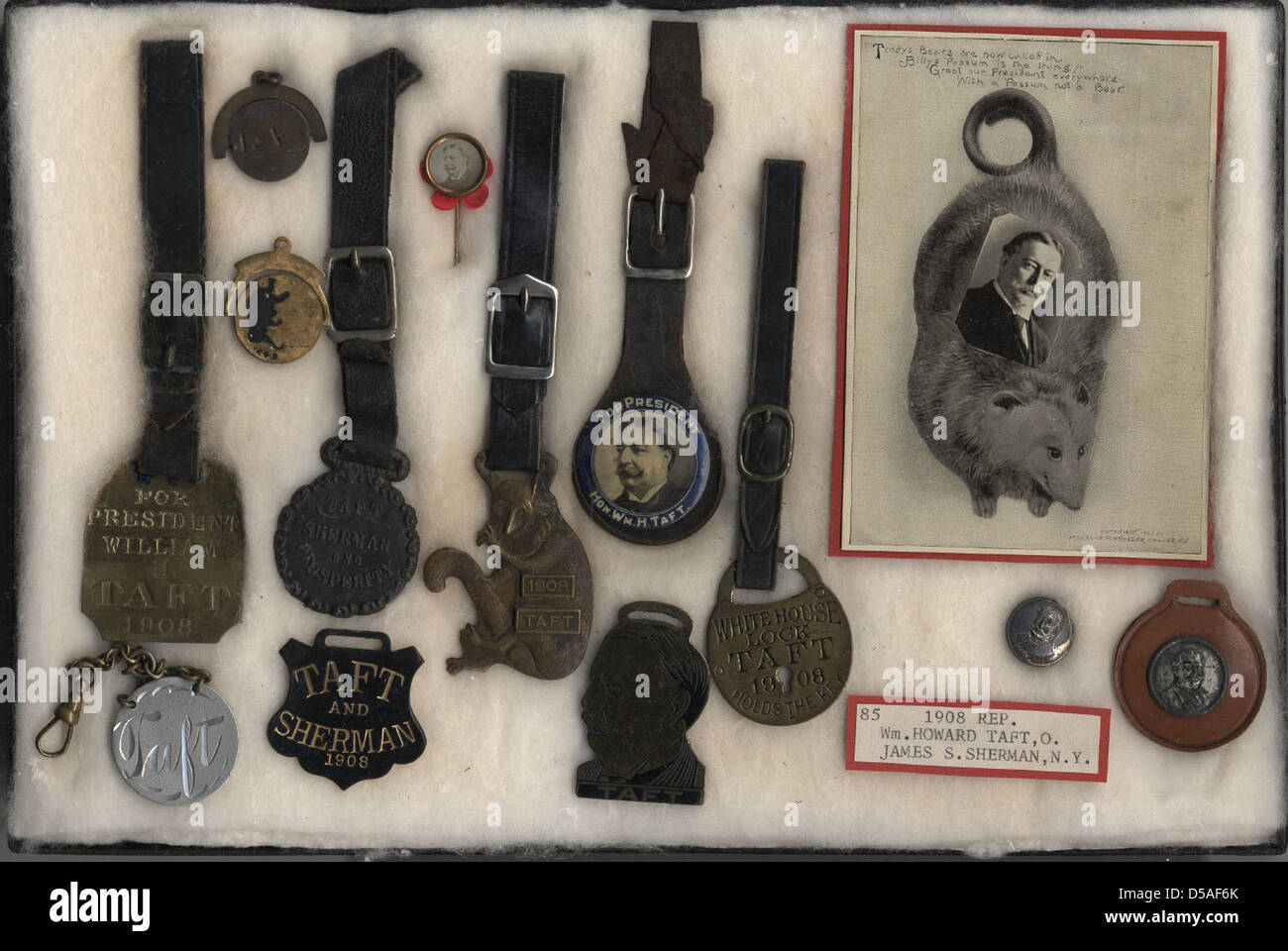 Taft-Sherman Campaign Items, ca. 1908 Stock Photo