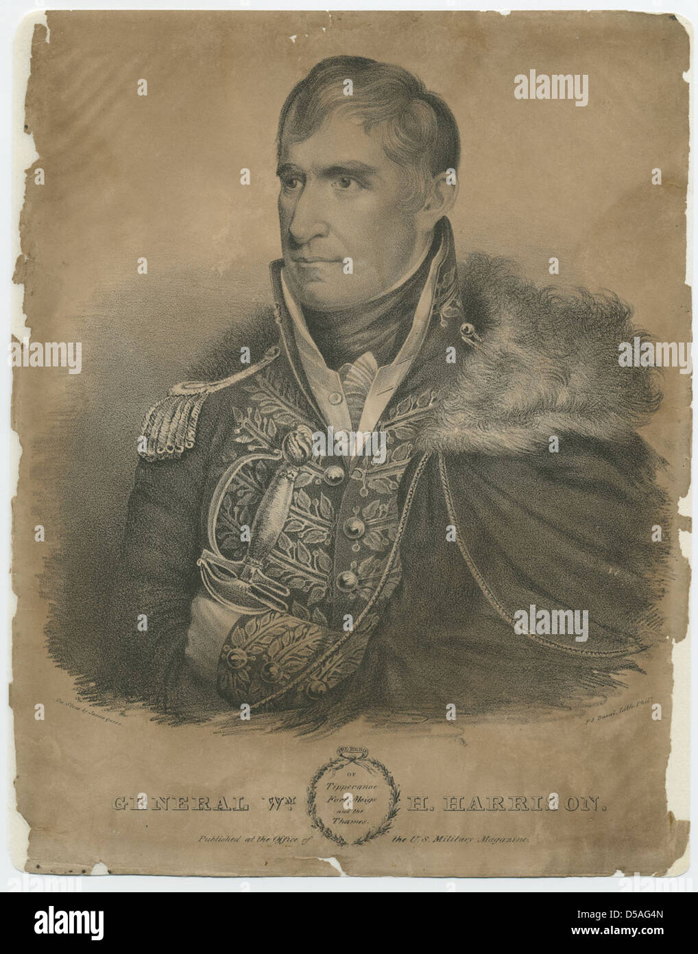 A portrait of General William Henry Harrison, displayed in a popular ...