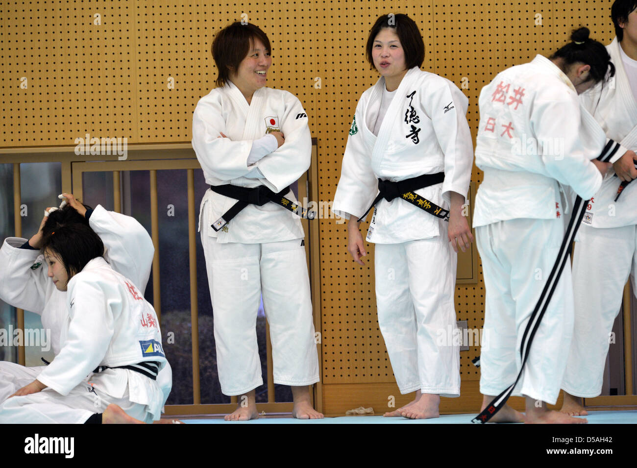 Tokyo, Japan. 27th March 2013. (L to R) Chiyori Masuchi (JPN), Tomoko Fukimi (JPN), MARCH 27, 2013 - Judo : Japan women's team training session at Ajinomoto National training center, Tokyo, Japan. (Photo by Jun Tsukida/AFLO SPORT/Alamy Live News) Stock Photo