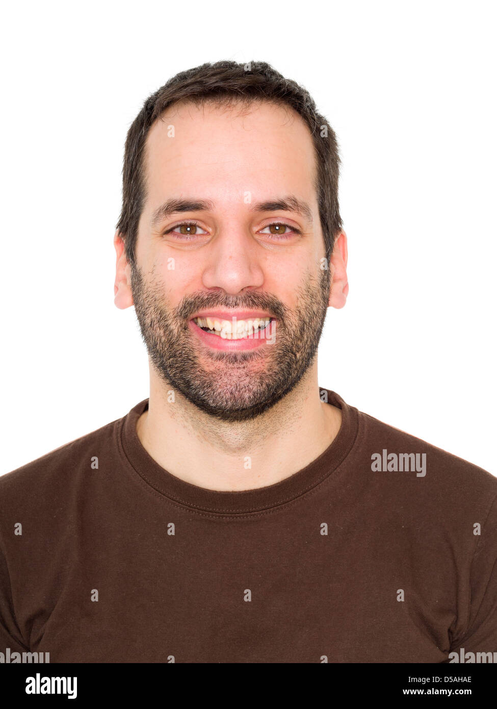 Portrait of a 3-day bearded young man smiling Stock Photo
