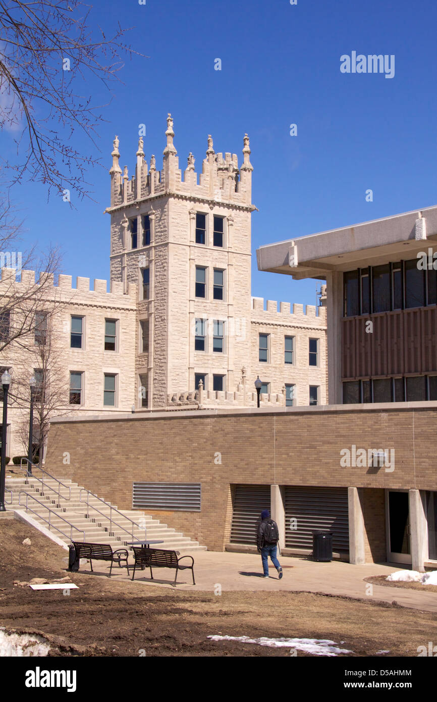 Altgeld Hall or 'The Castle,' and Lowden Hall (right). Northern Illinois University. DeKalb Stock Photo