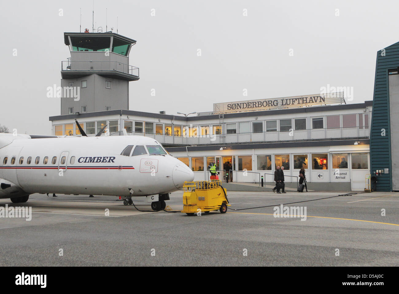 Sønderborg, Denmark, a machine brand ATR 72-202 Cimber Air on the airfield Stock Photo
