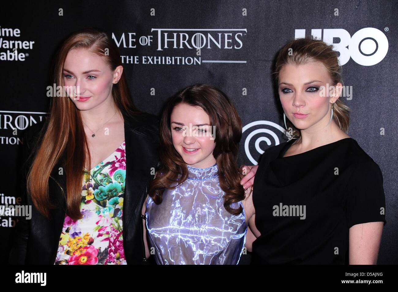 New York, USA. 27th March 2013. Sophie Turner, Maisie Williams, Natalie Dormer at arrivals for GAME OF THRONES: The Exhibition Opening Night, 3 West 57th Street, New York, NY March 27, 2013. Photo By: Gregorio T. Binuya/Everett Collection/Alamy Live News Stock Photo