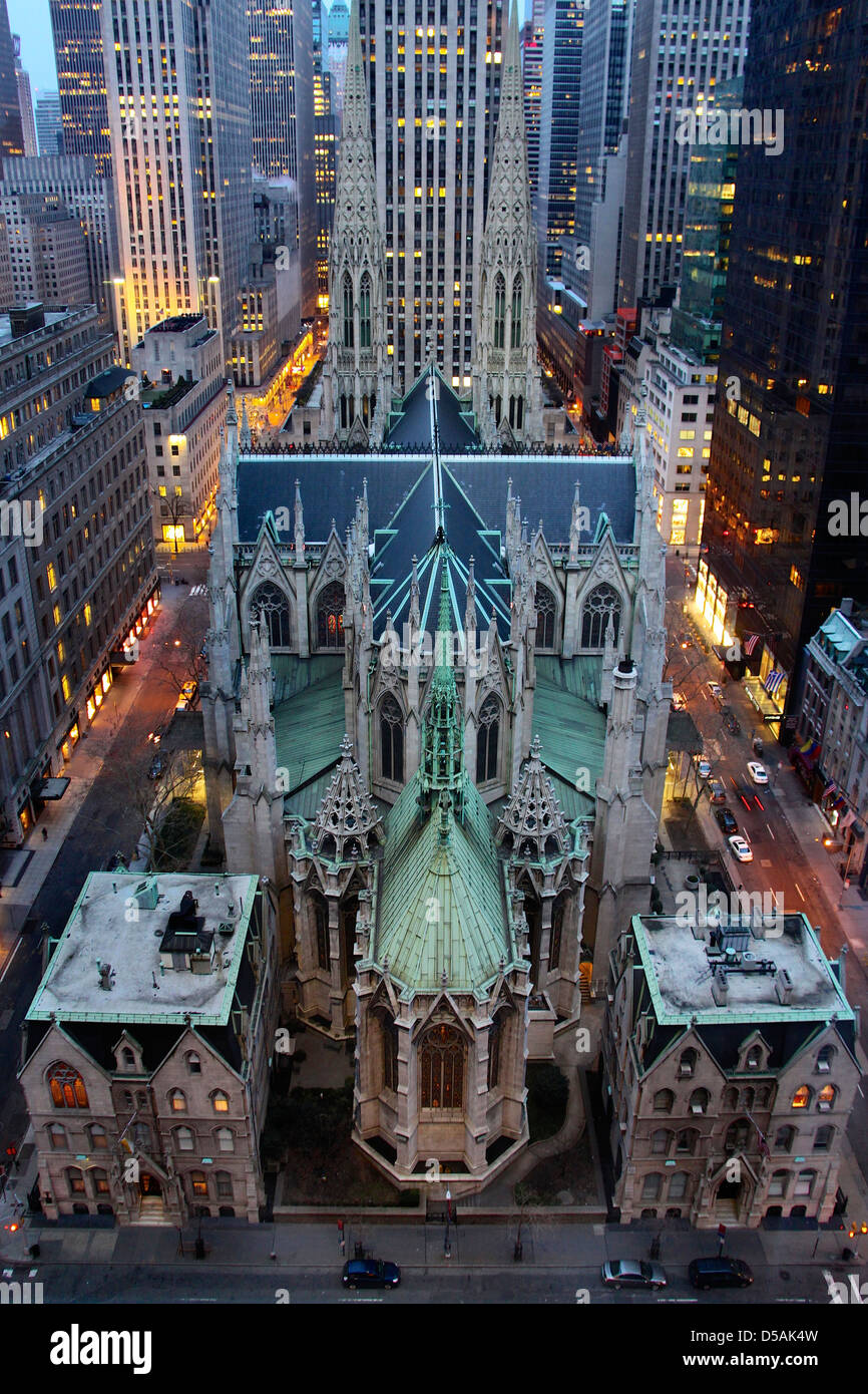 St. Patrick's Cathedral at Dusk Stock Photo