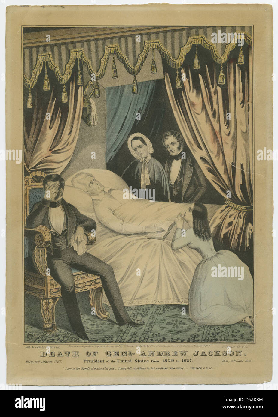 A commemorative print marking the death of General Andrew Jackson ...