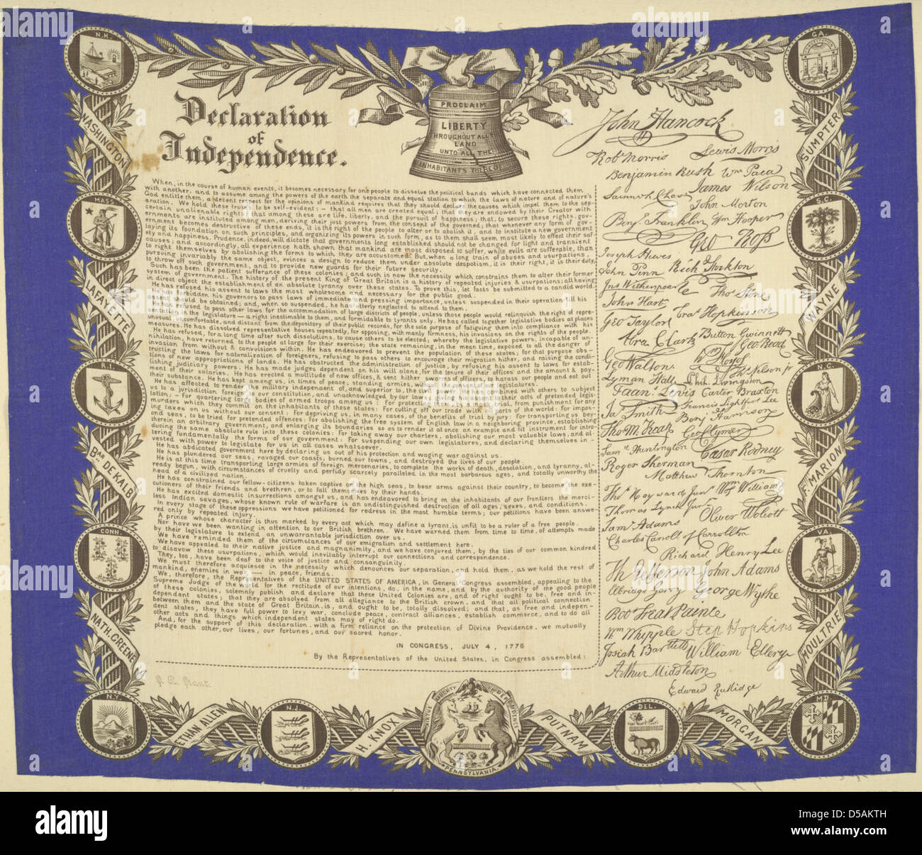 Declaration of Independence, ca. 1876 Stock Photo