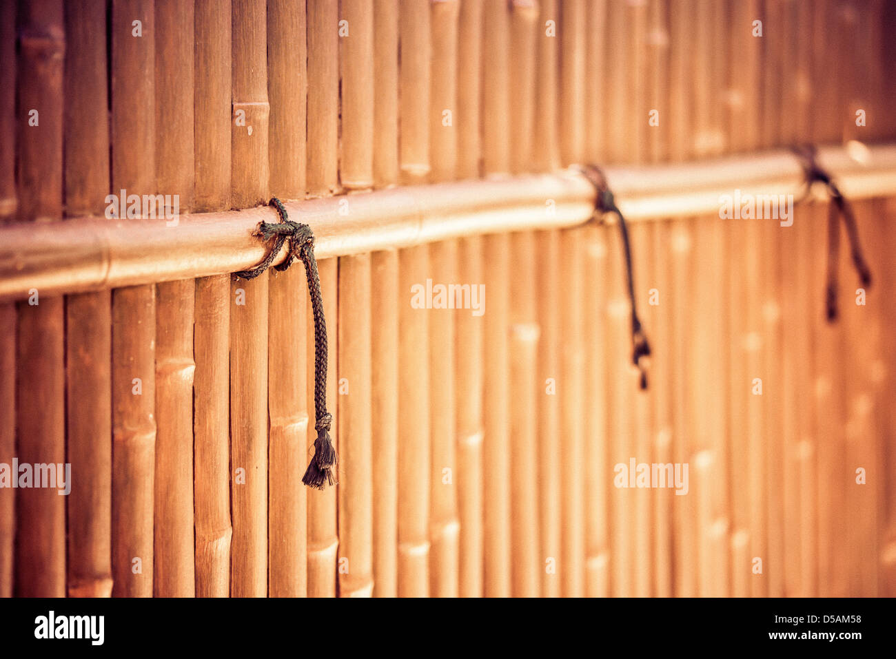 A bamboo fence in a Japanese Senzui Garden. Adelaide Himeji Garden Stock Photo