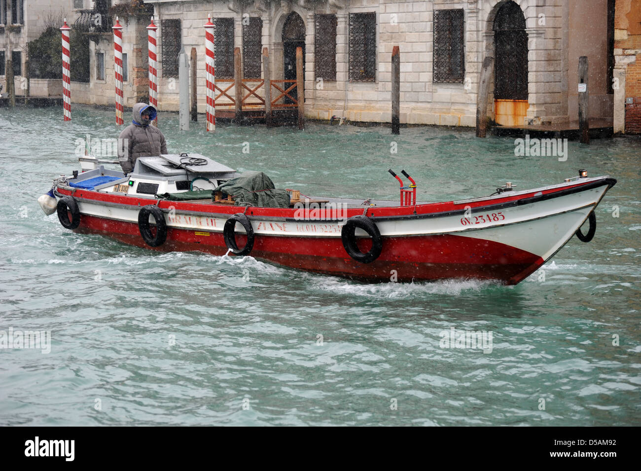 Traditional working boat Venice Italy Stock Photo