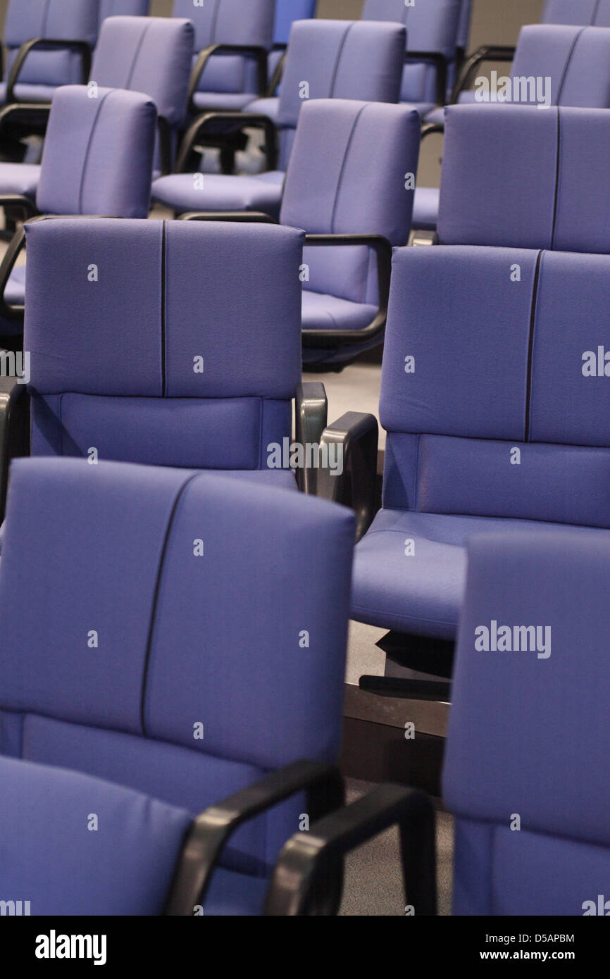 Berlin, Germany, empty seats in the Chamber of the German Bundestag Stock Photo
