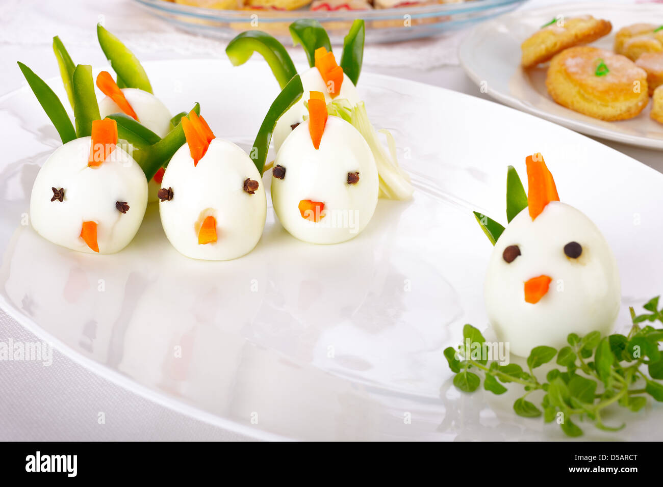 Hard Boiled Egg Chicken Family Stock Photo Alamy