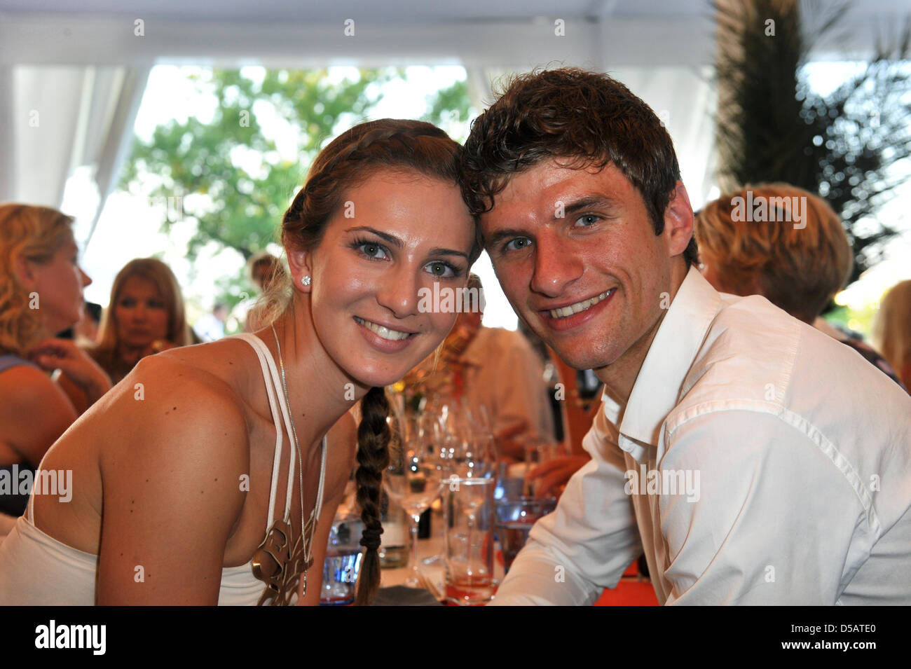 Germany international Thomas Mueller and his wife Lisa attend the CHIO ...
