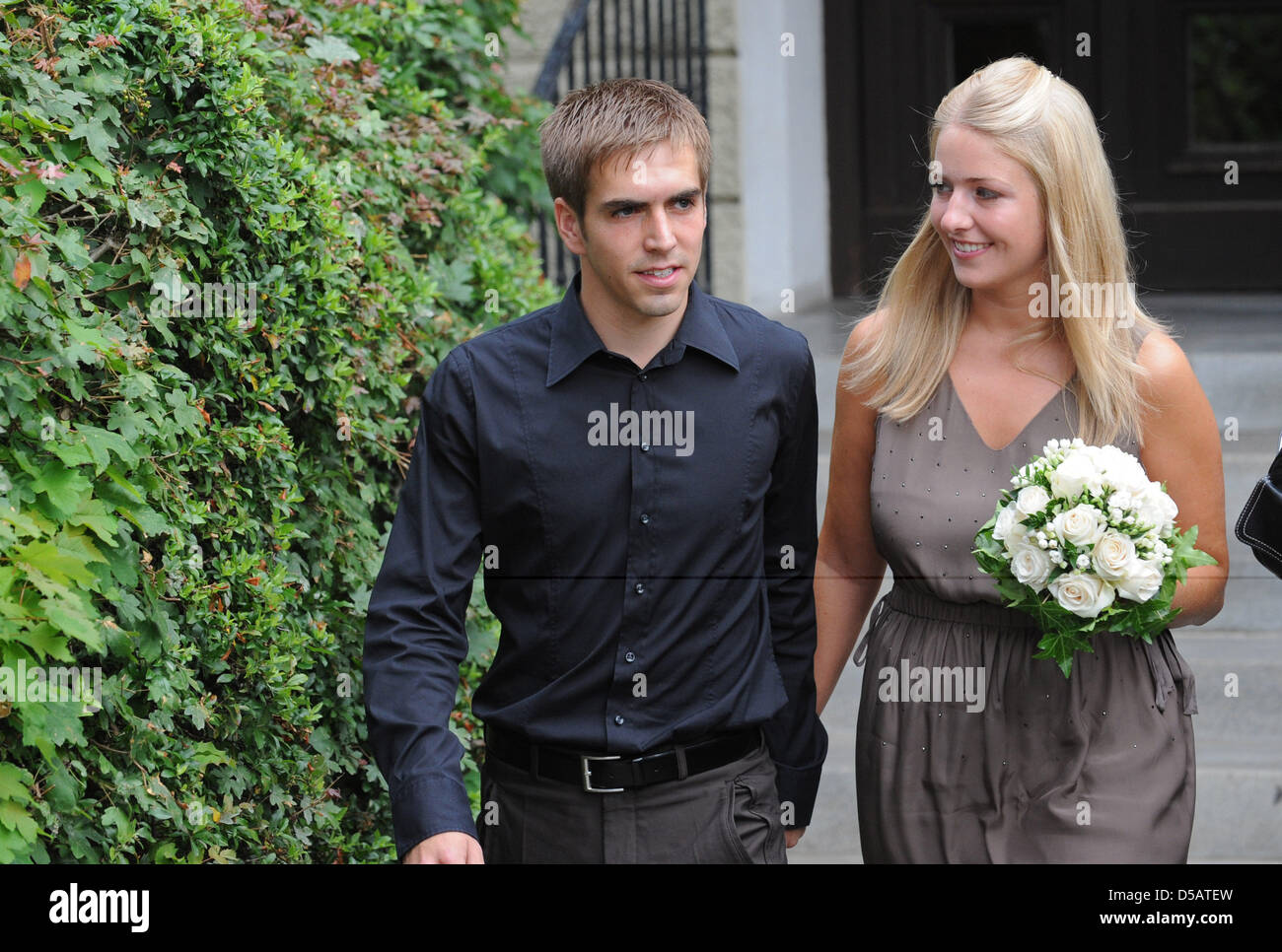 German International Philipp Lahm And His Wife Claudia Leave Their Wedding In Aying Germany 14 July 2010 Photo Andreas Gebert Stock Photo Alamy