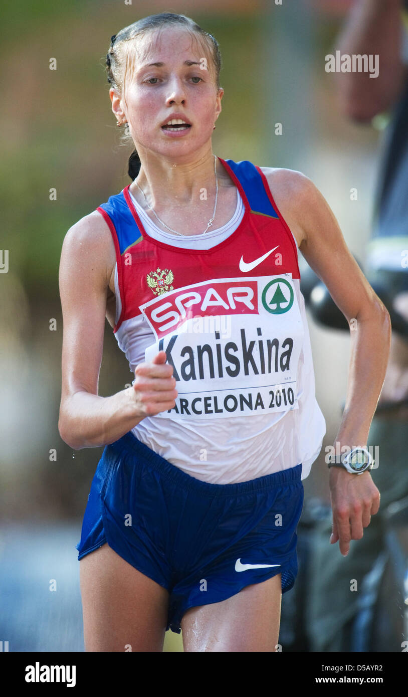 Russian Olga Kaniskina on her path to winning the 20 kilometres walk women during the European Athletics Championships in Barcelona, Spain, 28 July 2010. Photo: Bernd Thissen Stock Photo
