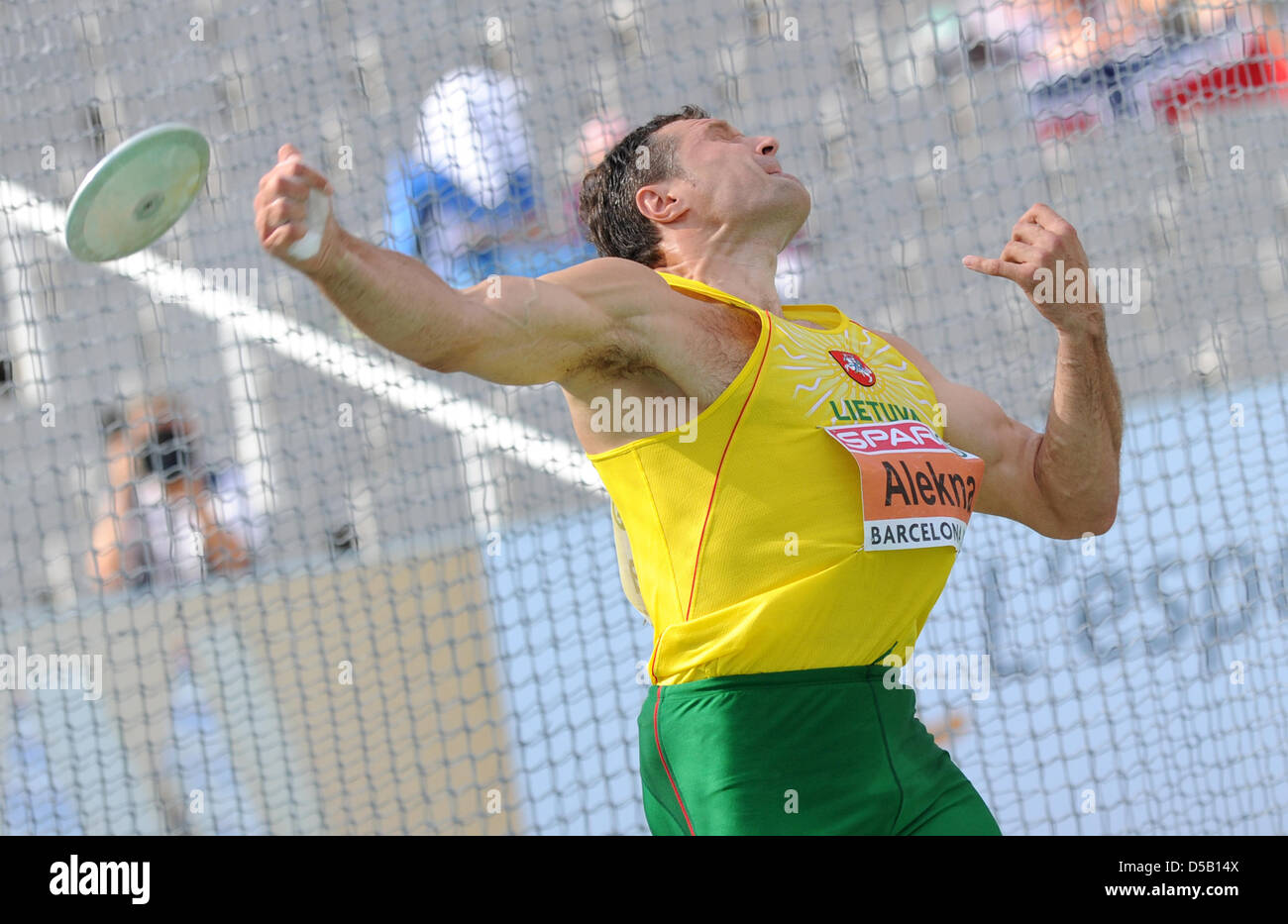 Lithuanian discus thrower Virgilijus Alekna throws during the European