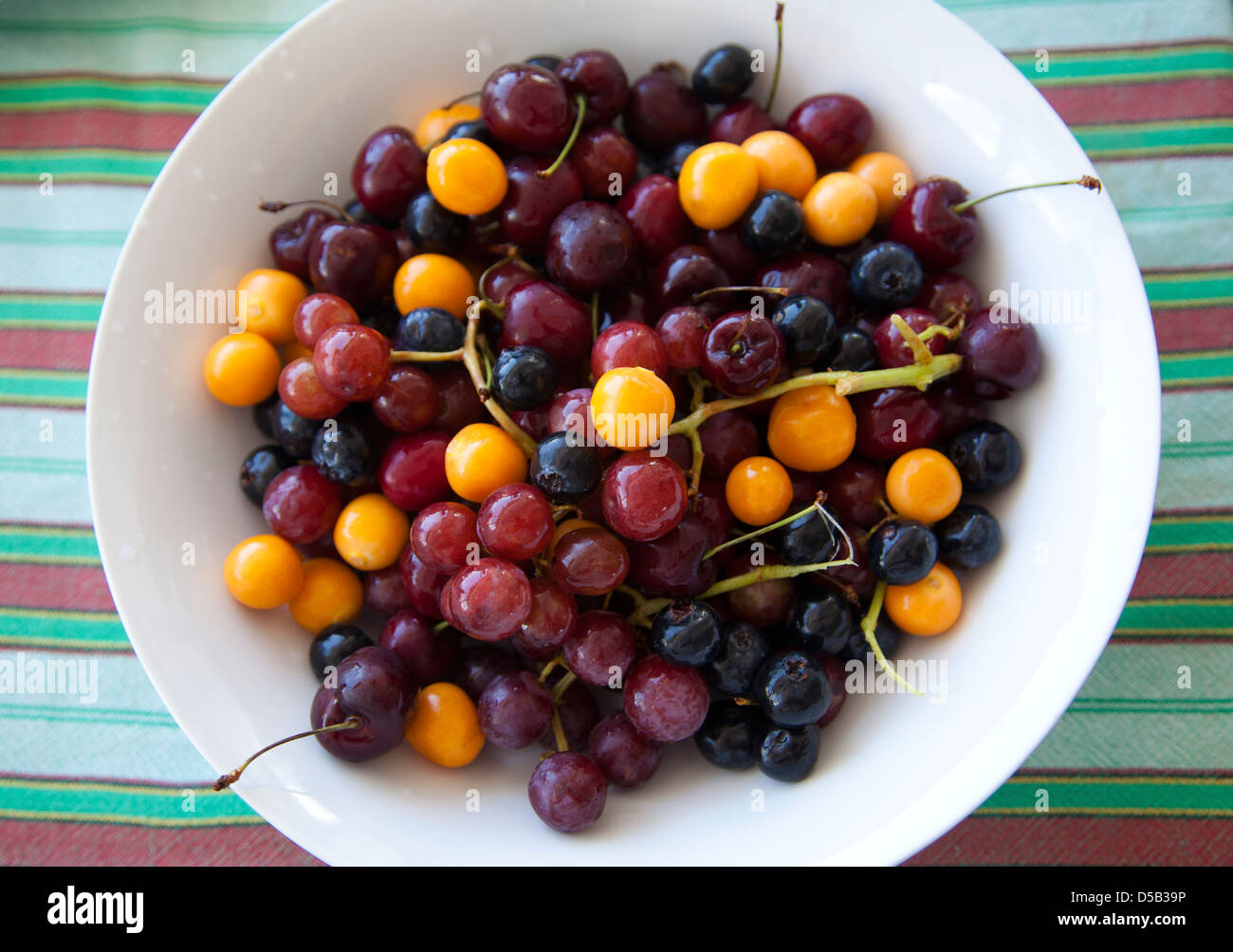 Bowl of Berries , grapes and Cherries Stock Photo Alamy