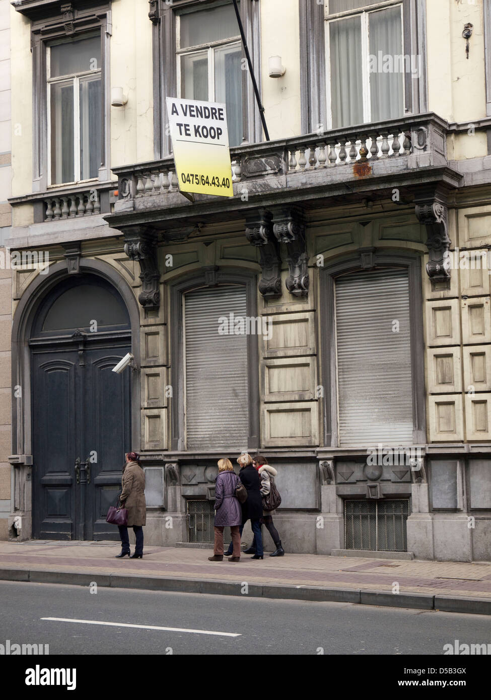 old building for sale in the city centre of Brussels, Belgium Stock Photo