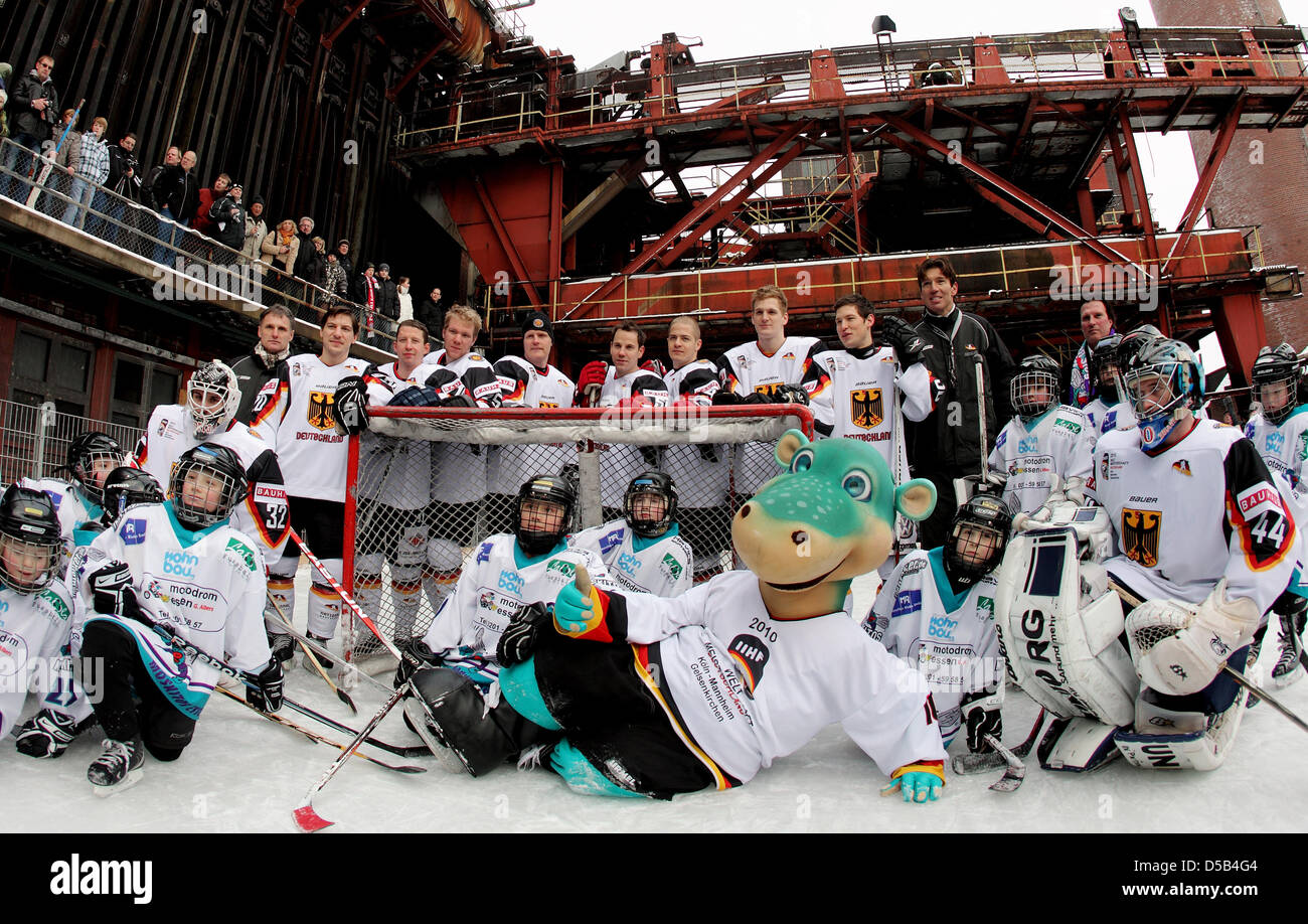 The mascot of the Ice Hockey World Cup 2010 'Urmel auf dem Eis' ('Urmel