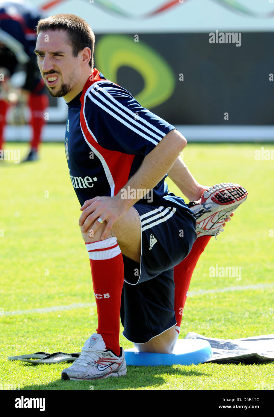 German Bundesliga FC Bayern Munich's Franck Ribery stretches during his ...