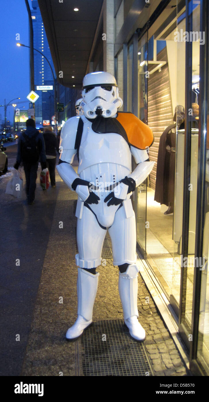 A man in a Star Wars costume advertises the new Adidas collection in front  of an Adidas store in Berlin, Germany, 08 January 2010. Photo: Xamax Stock  Photo - Alamy