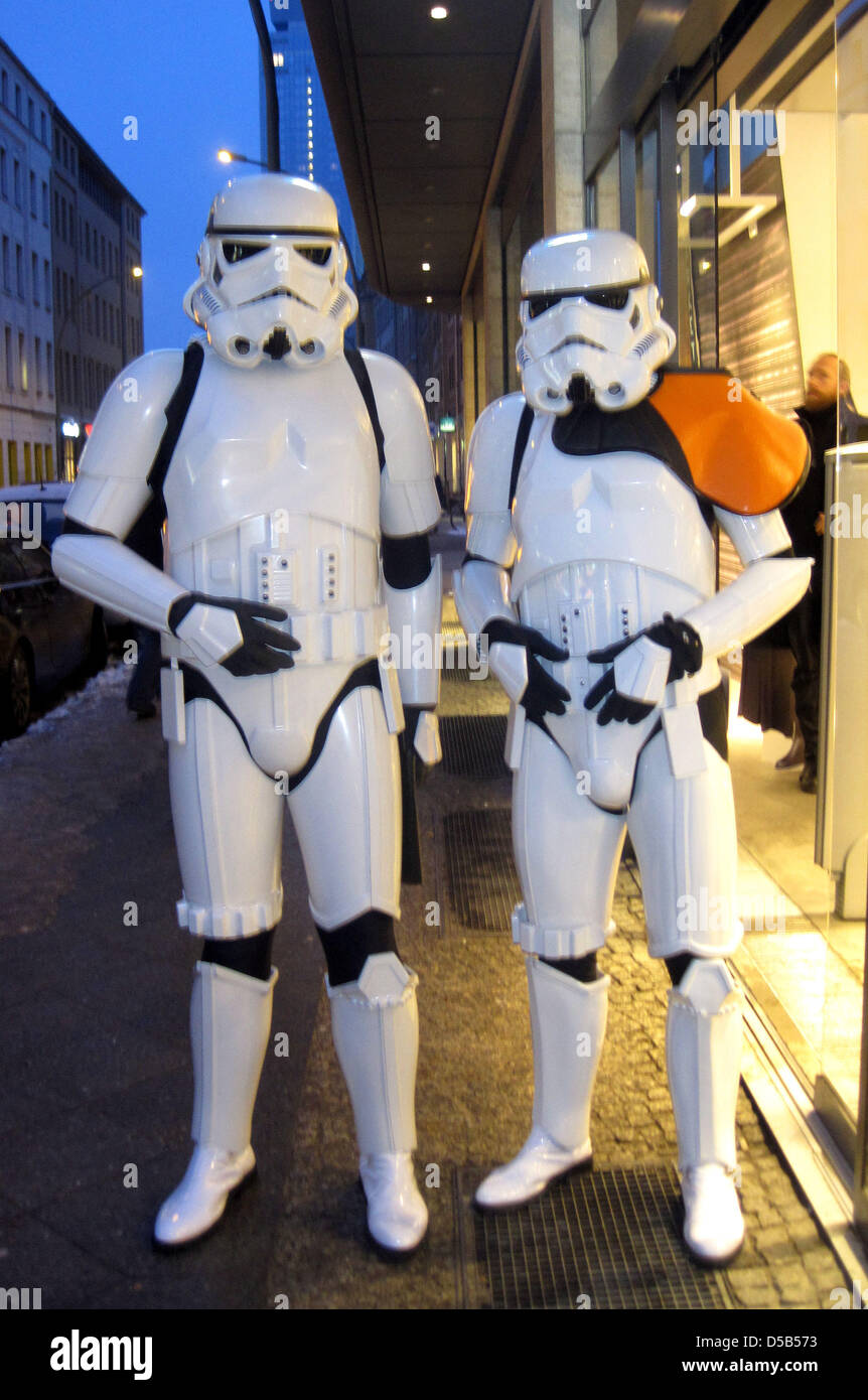 Two men in a Star Wars costumes advertise the new Adidas collection in  front of an Adidas store in Berlin, Germany, 08 January 2010. Photo: Xamax  Stock Photo - Alamy