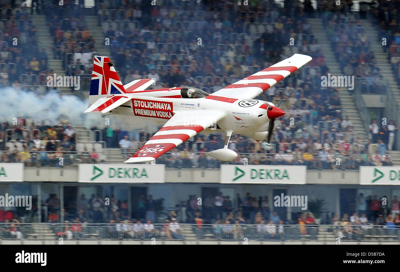 Britain S Paul Bonhomme Passes A Gate During The Red Bull Air Race Stock Photo Alamy