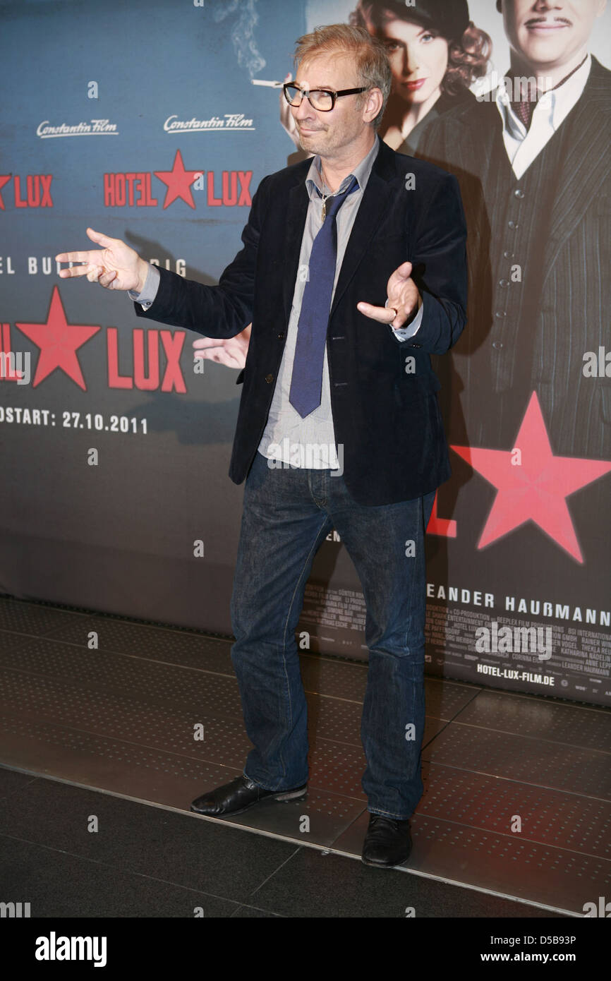 Leander Haussmann at a photocall for the movie 'Hotel Lux' at Event Cinema Berlin at Sony Center. Berlin, Germany - Stock Photo