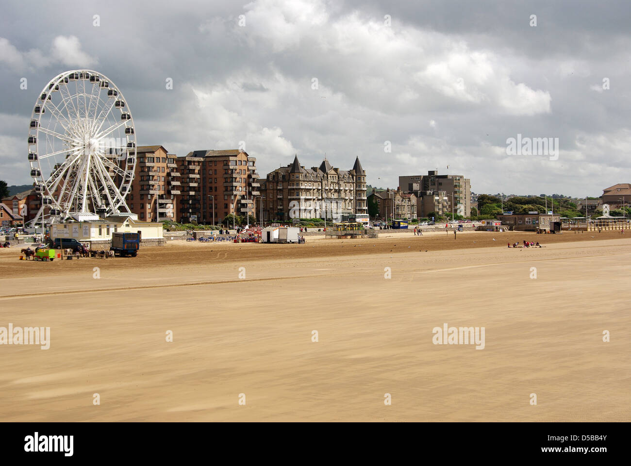 Ferris wheel and beach at Weston Super Mare, UK Stock Photo