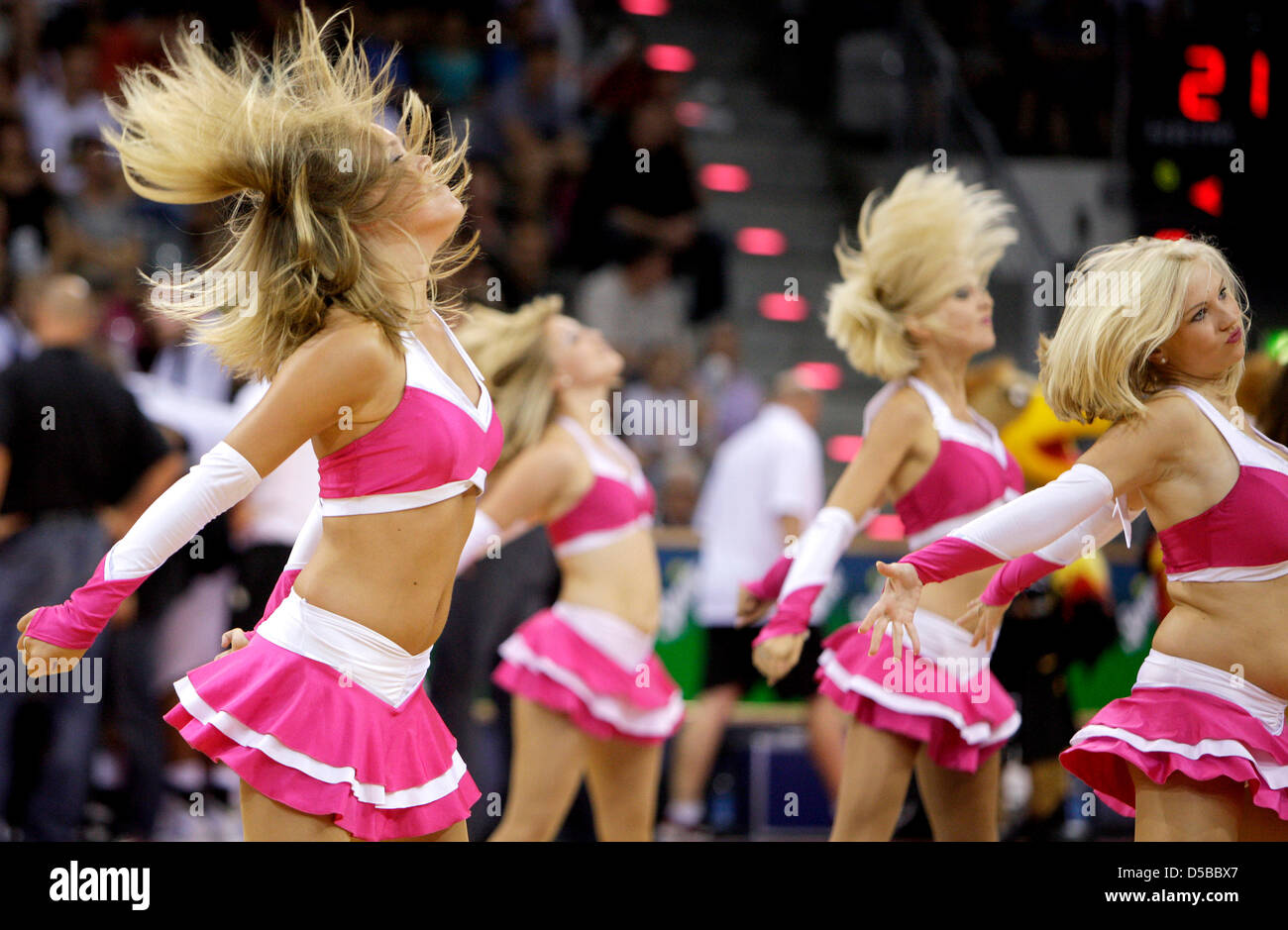 Cheerleaders during basketball match Germany vs Puerto Rico in Bonn
