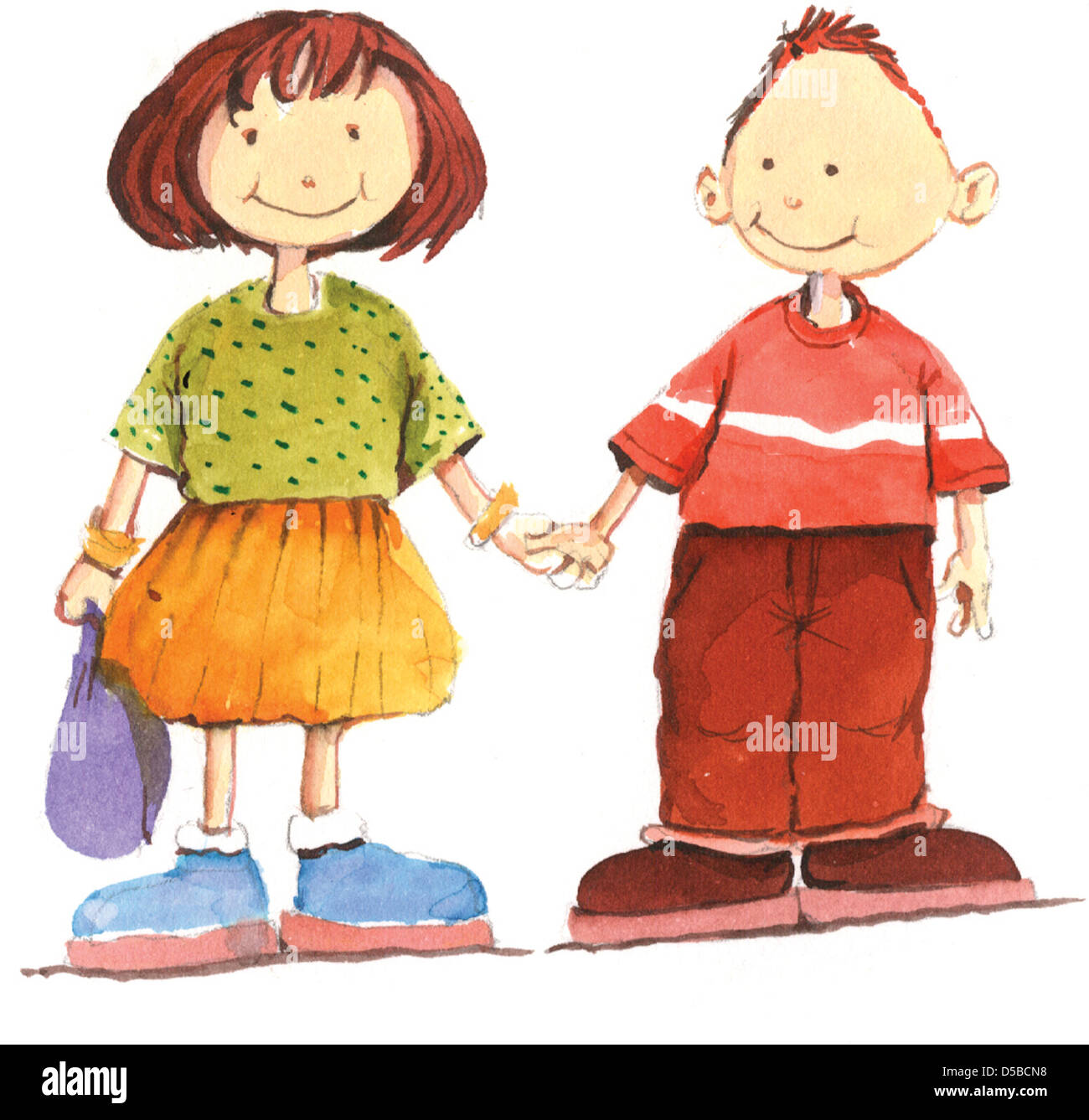 Cartoon of girl and boy Stock Photo