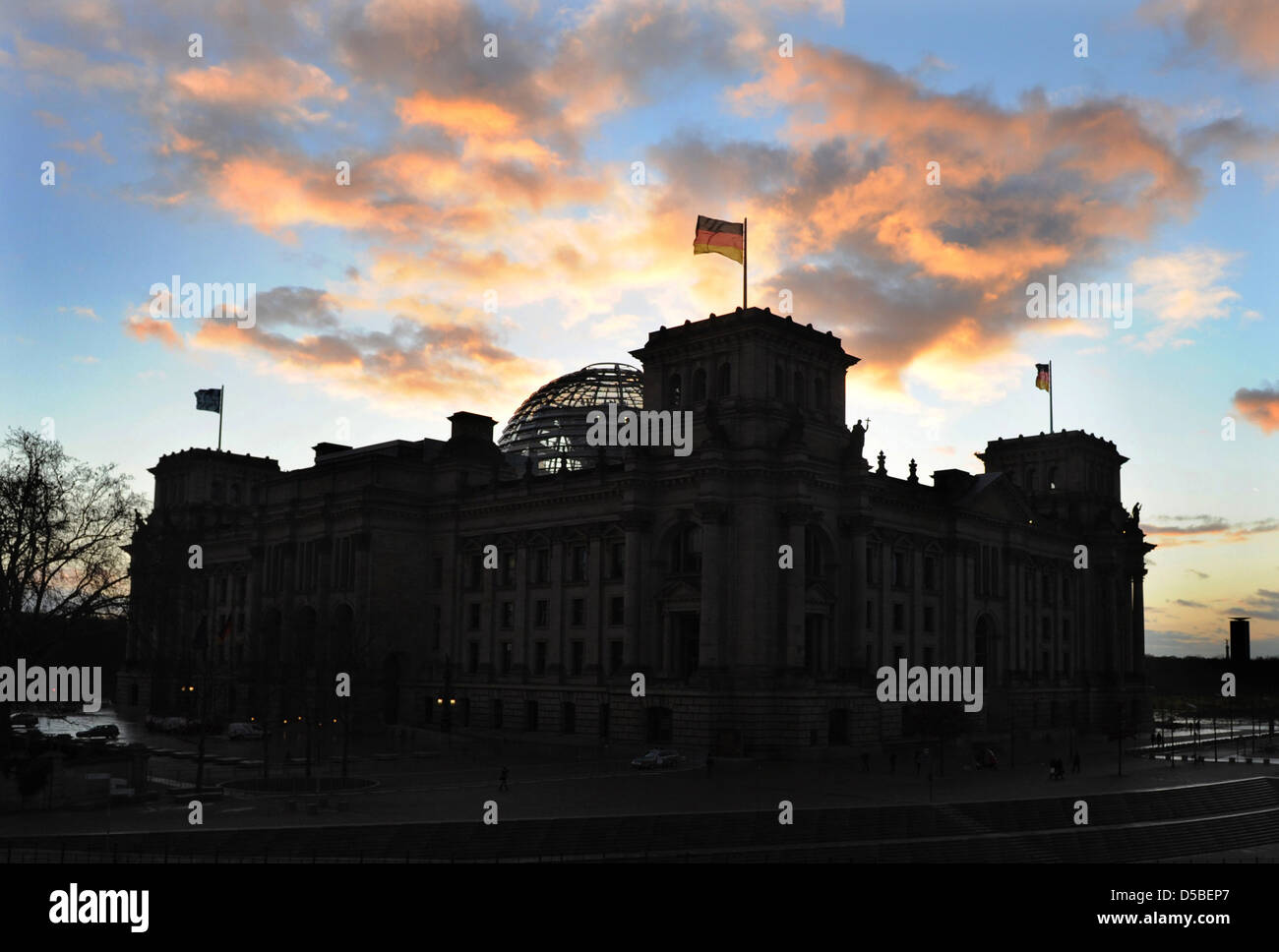 Berlin, Germany, the Reichstag against the evening sky Stock Photo