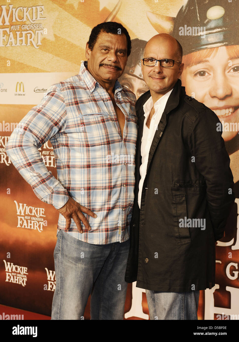 Guenther Kaufmann and Christoph Maria Herbst at the premiere of the movie 'Wickie auf grosser Fahrt' at Mathaeser cinema. Stock Photo