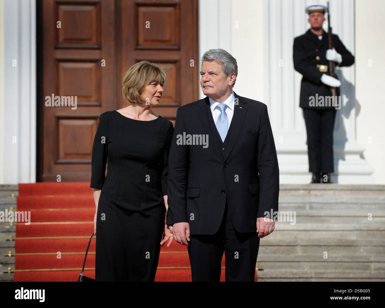 Berlin, Germany, Federal President Joachim Gauck with his girlfriend Daniela Schadt before Schloss Bellevue Stock Photo