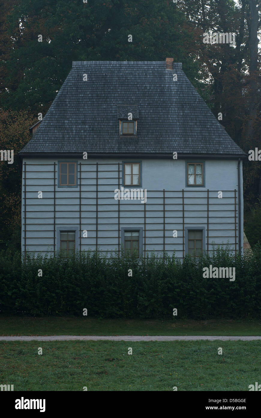 Weimar, Germany, the autumnal park on the Ilm with Goethe's garden house Stock Photo