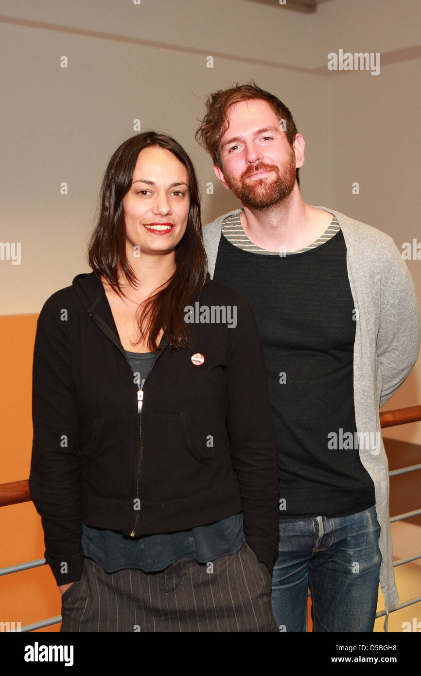 Michael Grubbs and Tanya Buziak of Wakey!Wakey! during a promotional visit to radio station Radio Hamburg. Hamburg, Germany - Stock Photo