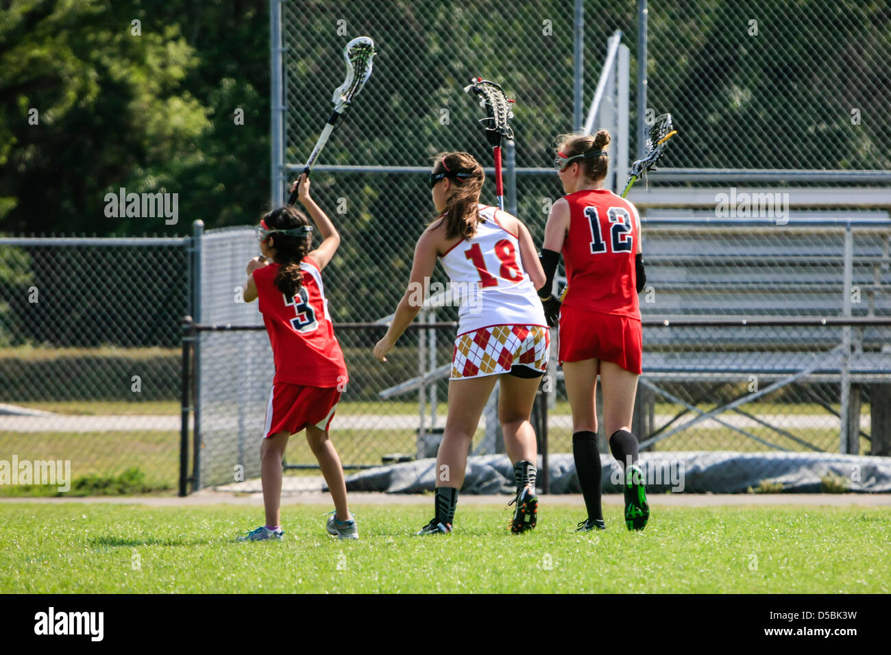 High School girls from Florida playing an Interschool La Crosse game