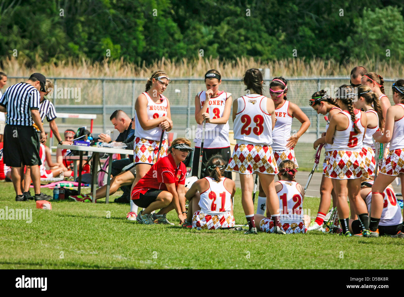 High School girls from Florida playing an Interschool La Crosse game