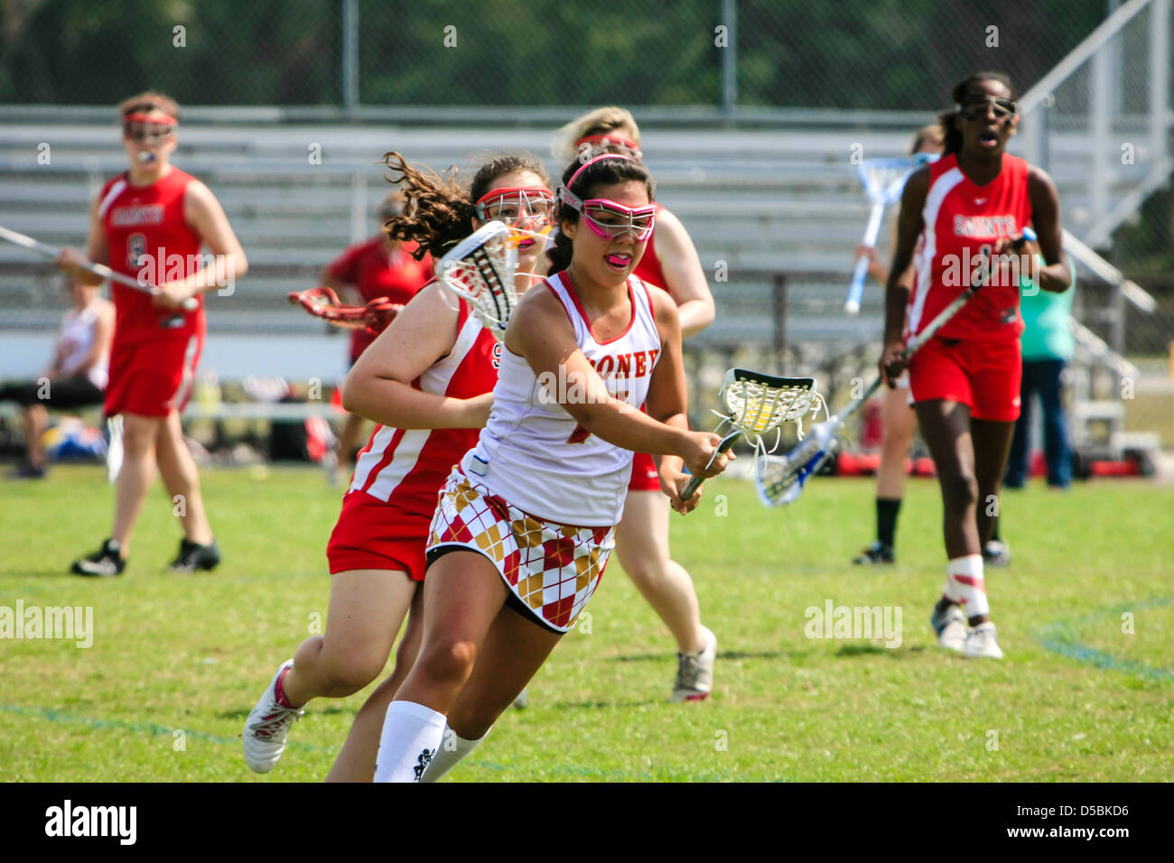 High School girls from Florida playing an Interschool La Crosse game
